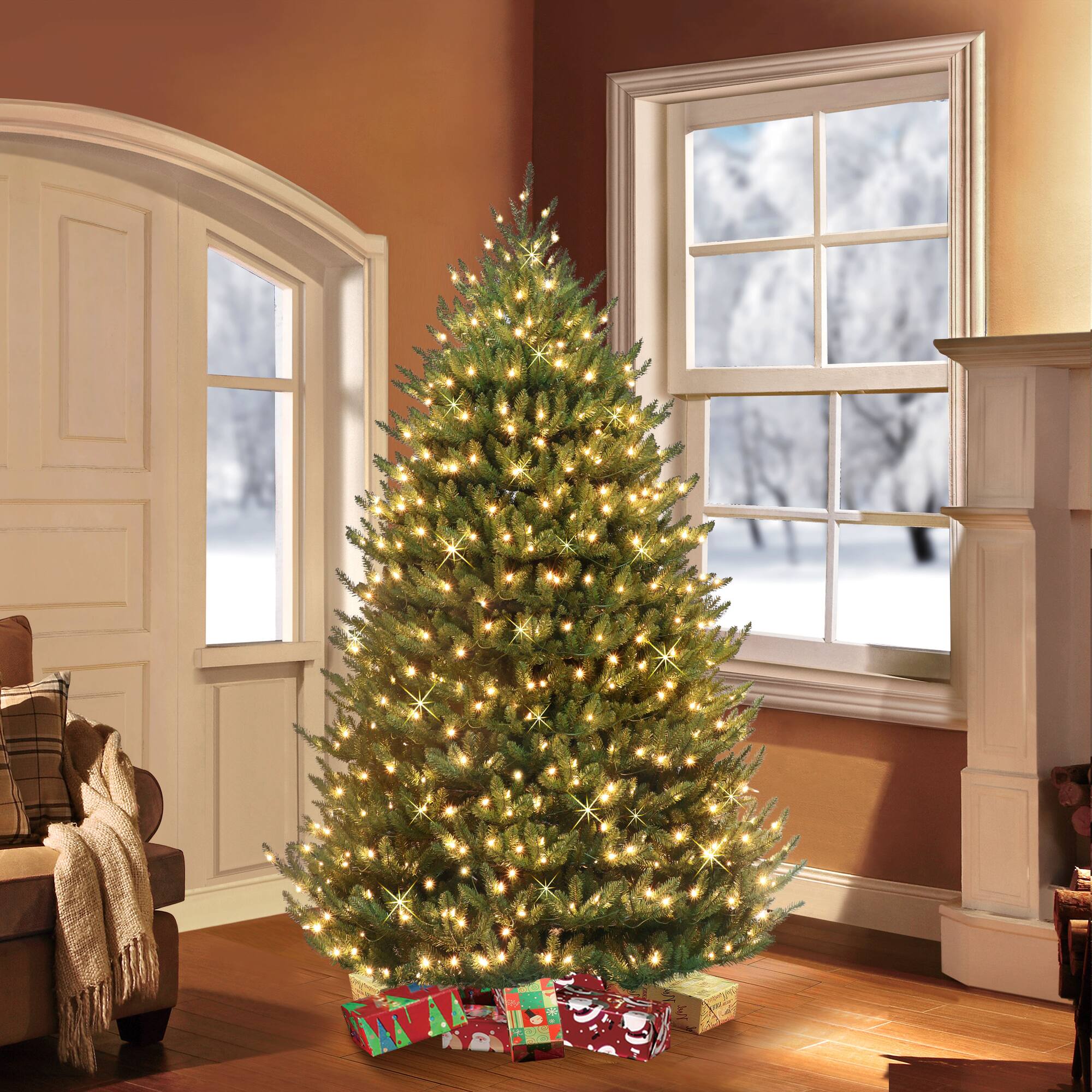 6.5ft. Pre-Lit Canadian Balsam Fir Artificial Christmas Tree, Warm White LED Lights